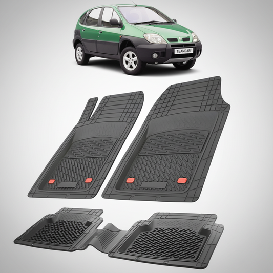 set de covorase din cauciuc negre cu un renault scenic rx4 suv/mpv verde in fundal
