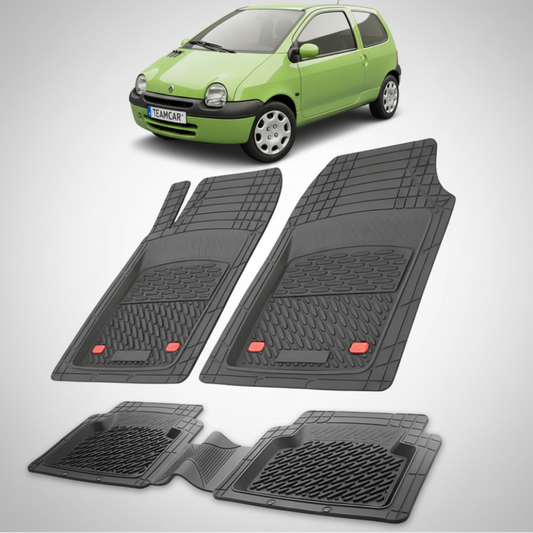 set de covorase din cauciuc negre cu o renault twingo i 4 hatchback verde in fundal