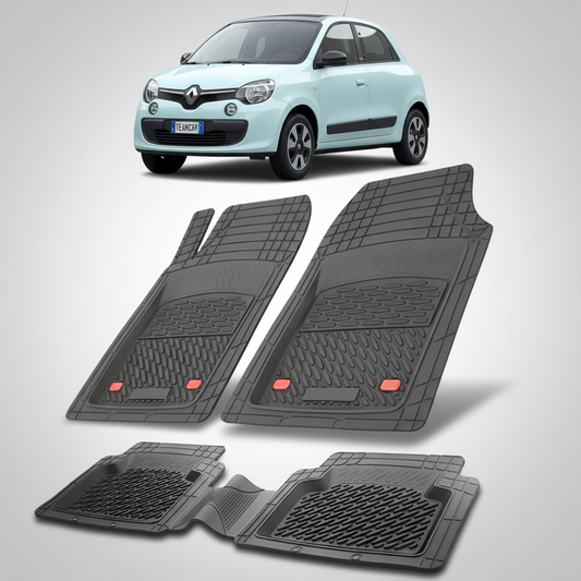 set de covorase din cauciuc negre cu o renault twingo iii 2 hatchback albastra in fundal