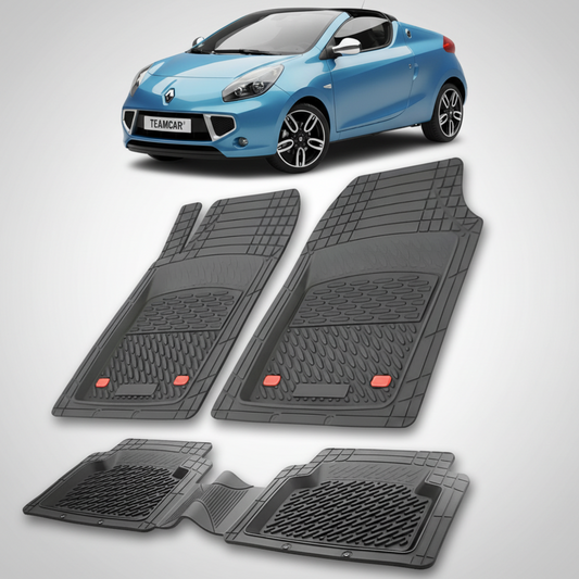 set de covorase din cauciuc negre cu o renault wind roadster/coupe cabrio albastra in fundal