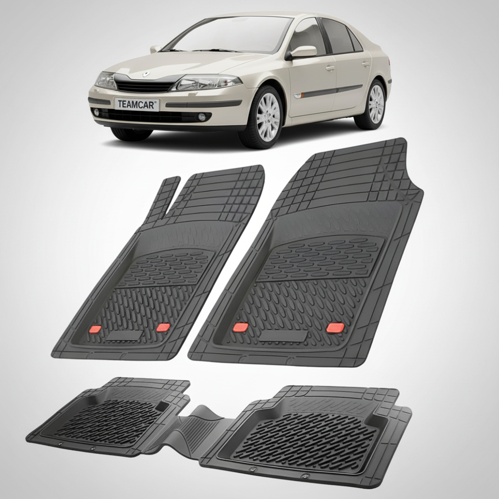 set de covorase din cauciuc negre cu un renault laguna ii hatchback bej in fundal