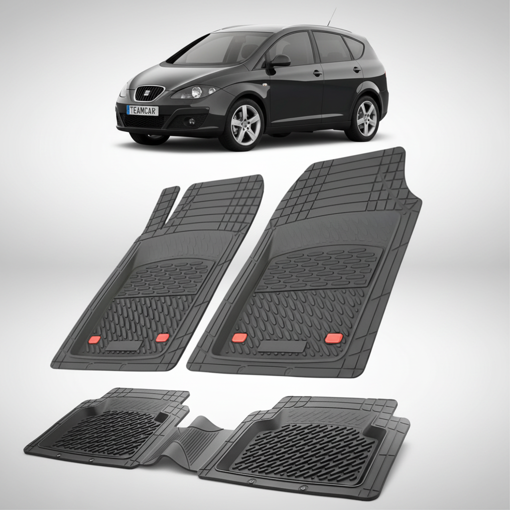 set de covorase din cauciuc negre cu un seat altea xl mpv negru in fundal