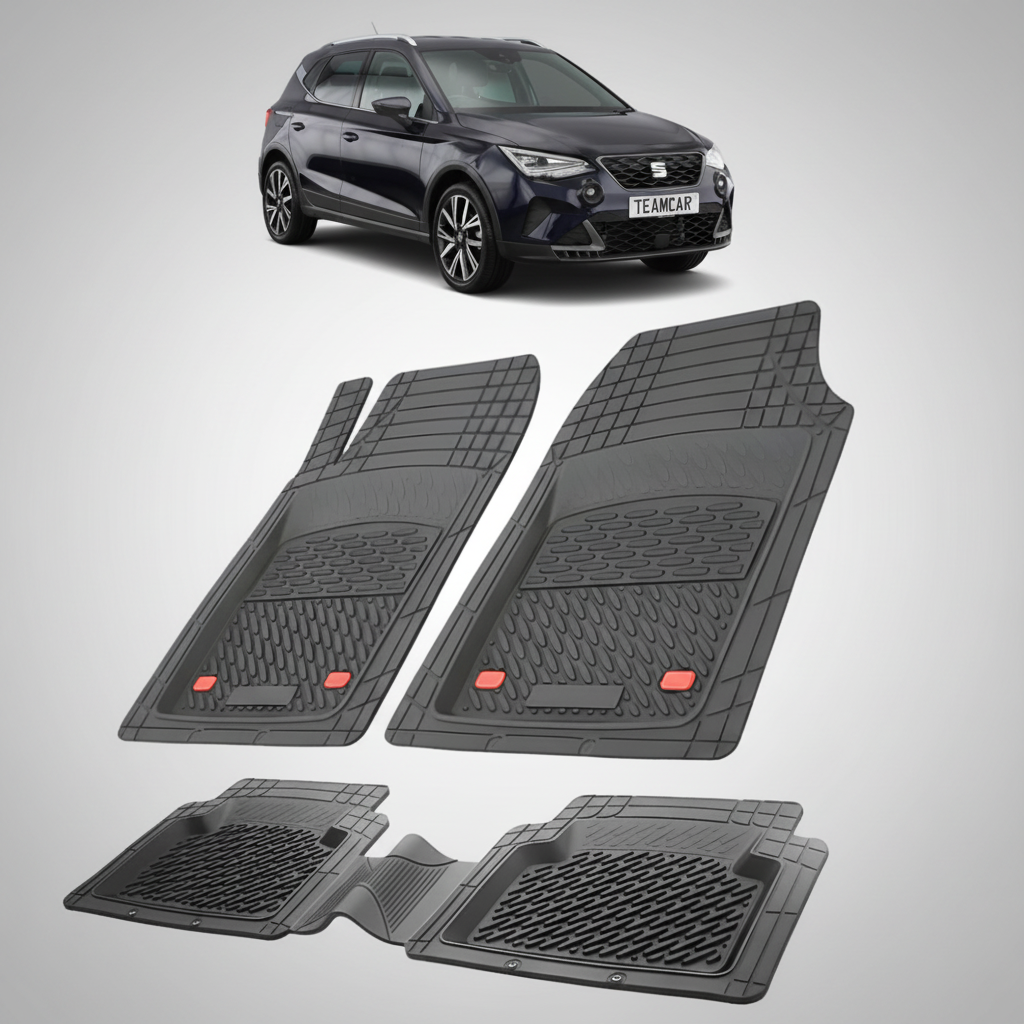 set de covorase din cauciuc negre cu un seat arona suv facelift negru in fundal