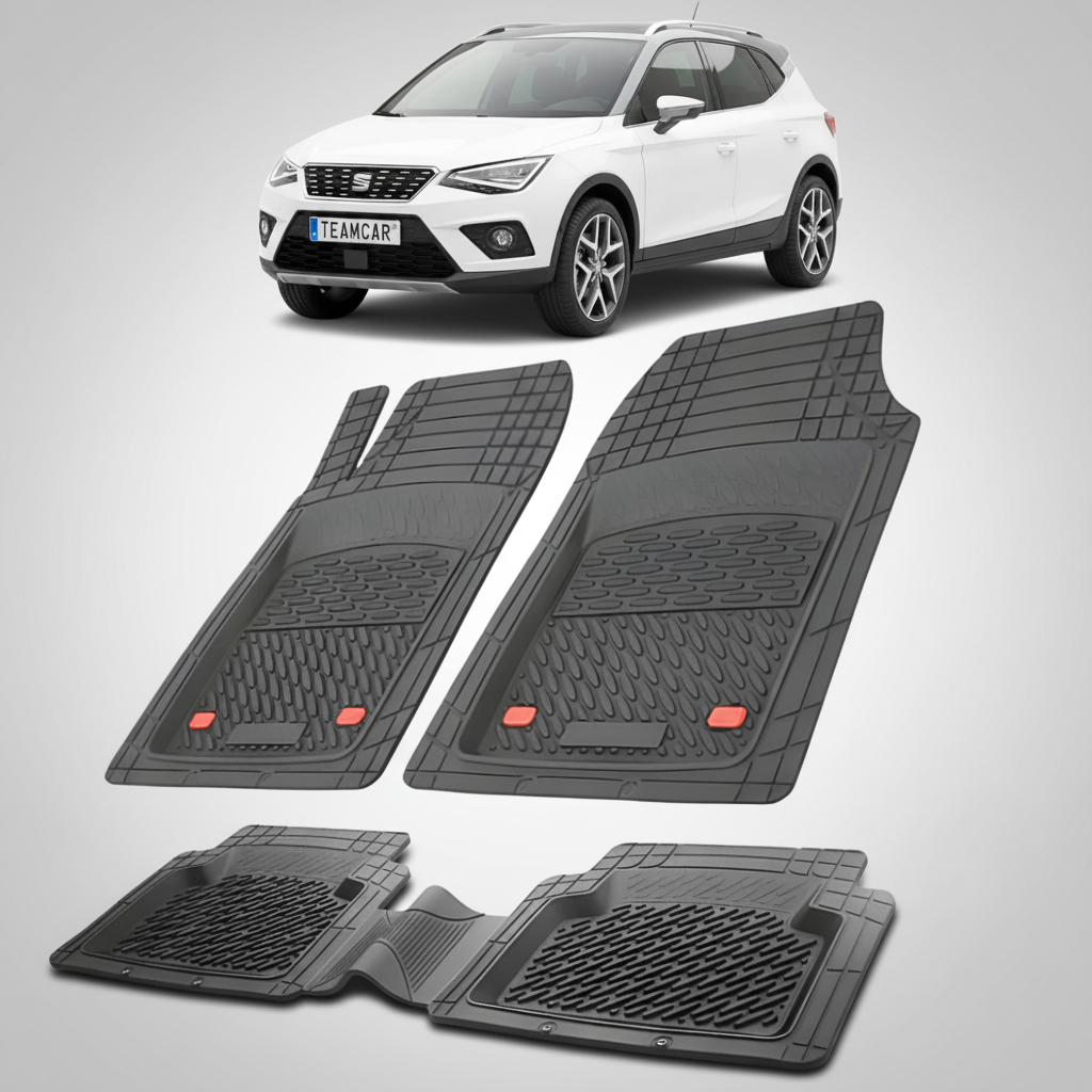 set de covorase din cauciuc negre cu un seat arona mk1 suv alb in fundal