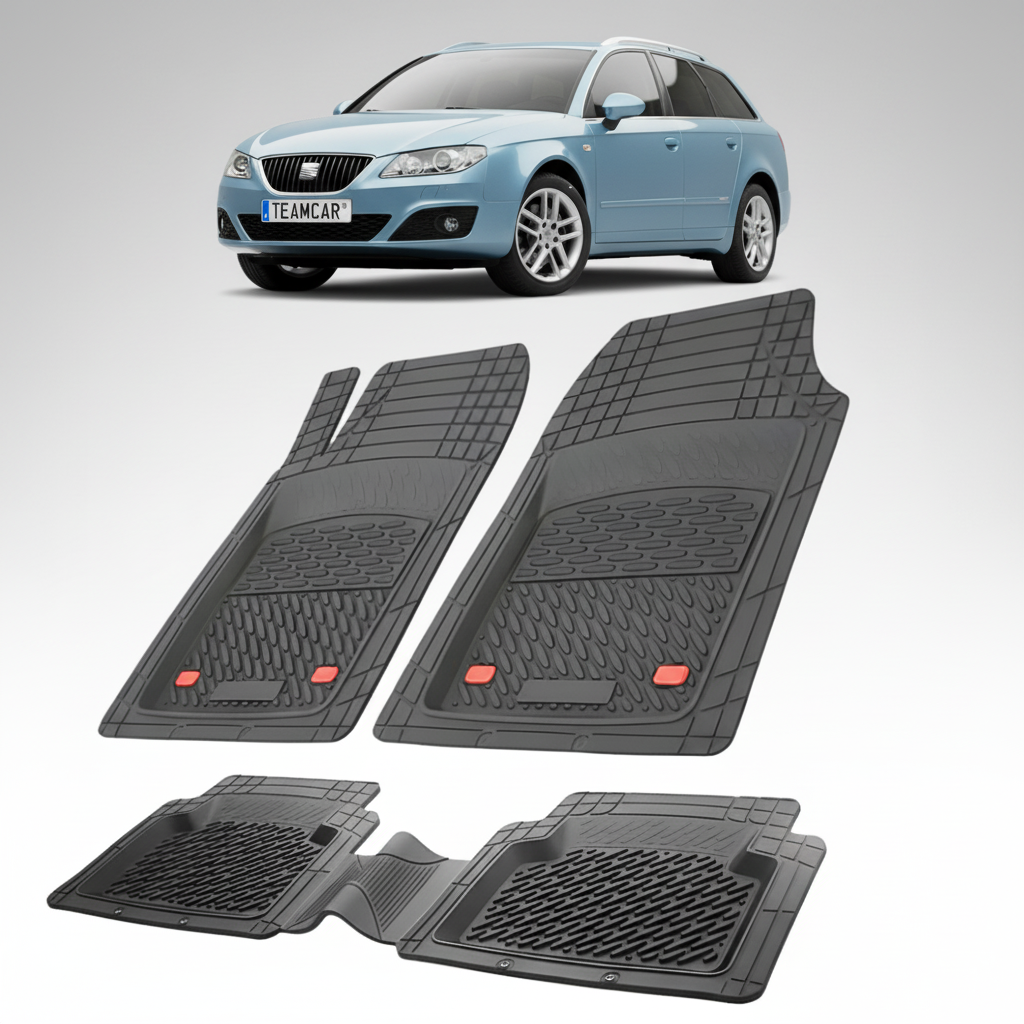 set de covorase din cauciuc negre cu un seat exeo st/combi albastru deschis in fundal