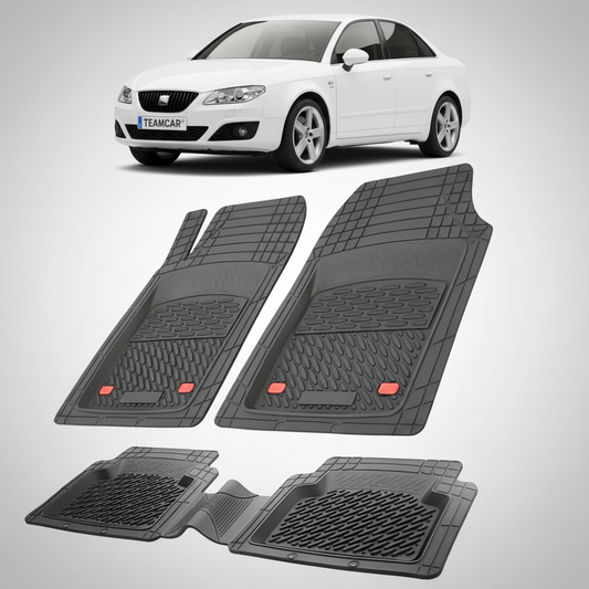 set de covorase din cauciuc negre cu un seat exeo sedan alb in fundal
