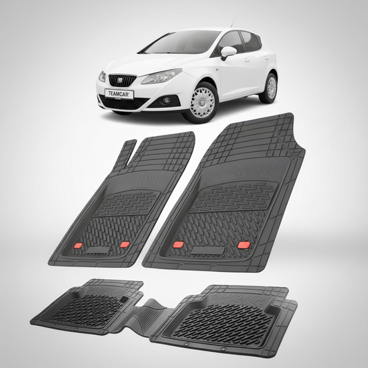 set de covorase din cauciuc negre cu un seat ibiza hatchback 5 usi alb in fundal