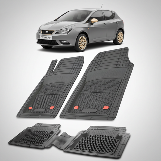 set de covorase din cauciuc negre cu un seat ibiza mk4 hatchback gri inchis in fundal