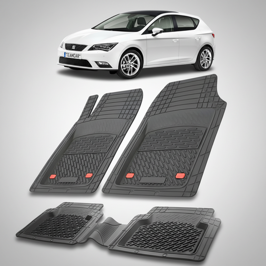 set de covorase din cauciuc negre cu un seat leon hatchback 5 usi facelift 2 alb in fundal