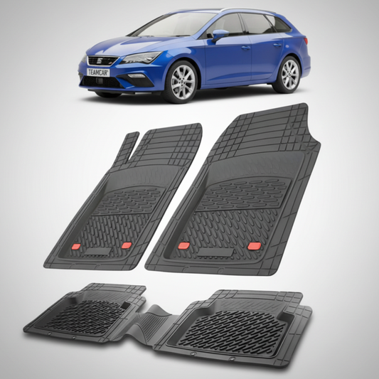 set de covorase din cauciuc negre cu un seat leon st/combi facelift albastru in fundal