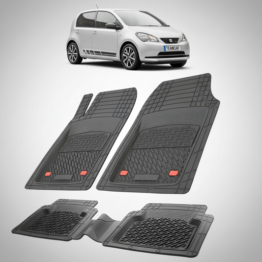 set de covorase din cauciuc negre cu un seat mii electric hatchback 5 usi ev argintiu in fundal