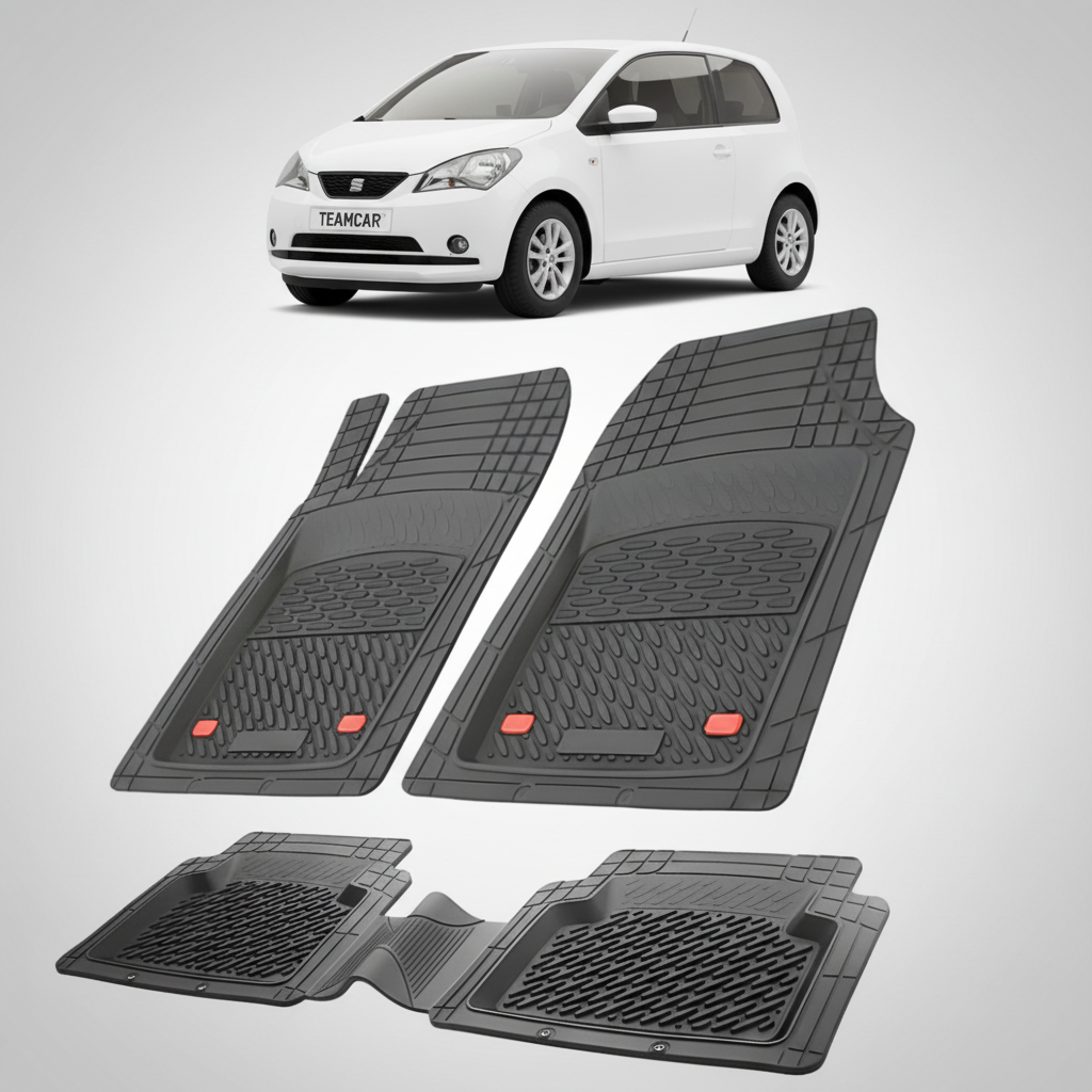 set de covorase din cauciuc negre cu un seat mii hatchback 3 usi alb in fundal