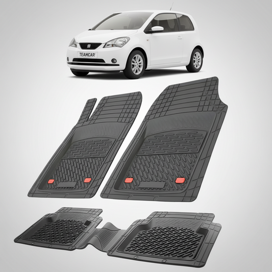 set de covorase din cauciuc negre cu un seat mii hatchback 3 usi alb in fundal