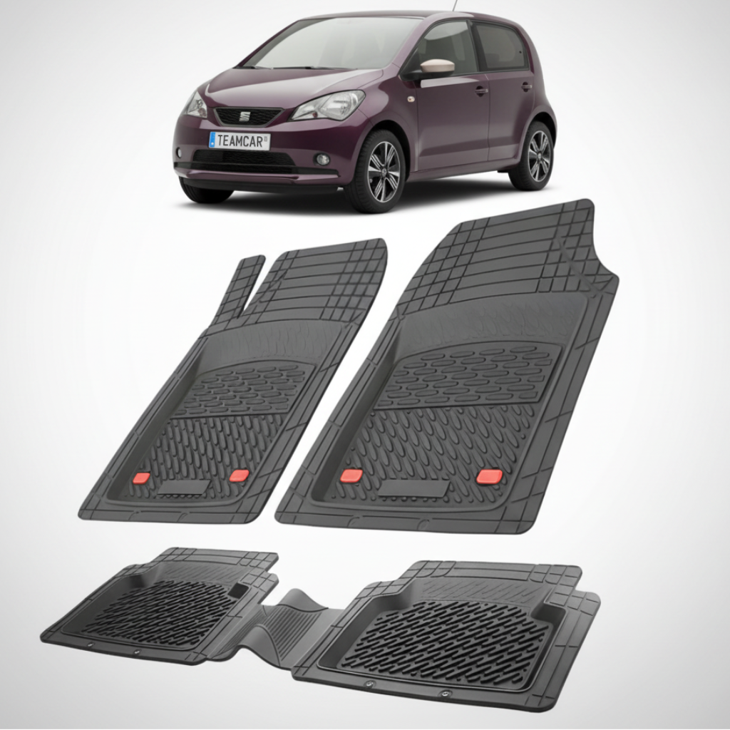 set de covorase din cauciuc negre cu un seat mii hatchback 5 usi violet in fundal
