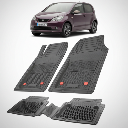 set de covorase din cauciuc negre cu un seat mii hatchback 5 usi violet in fundal