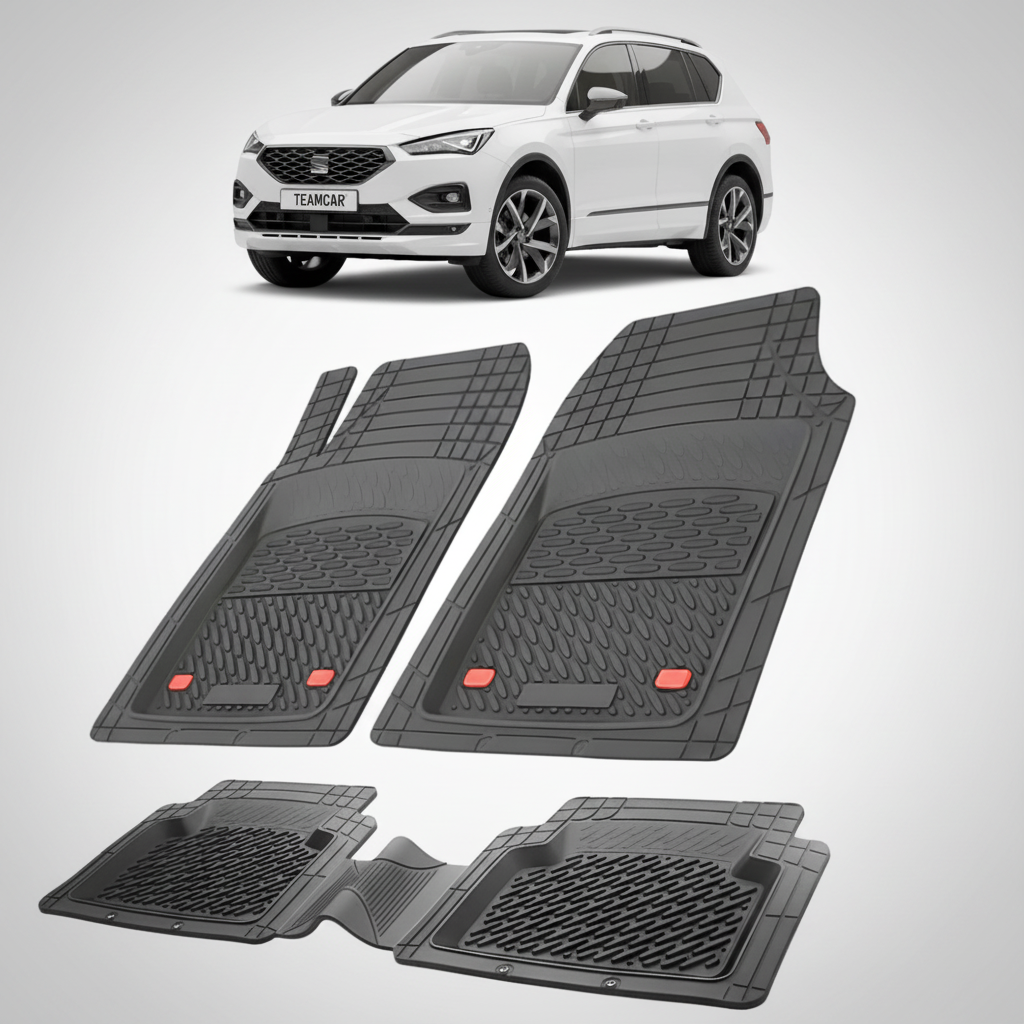 set de covorase din cauciuc negre cu un seat tarraco suv facelift alb in fundal