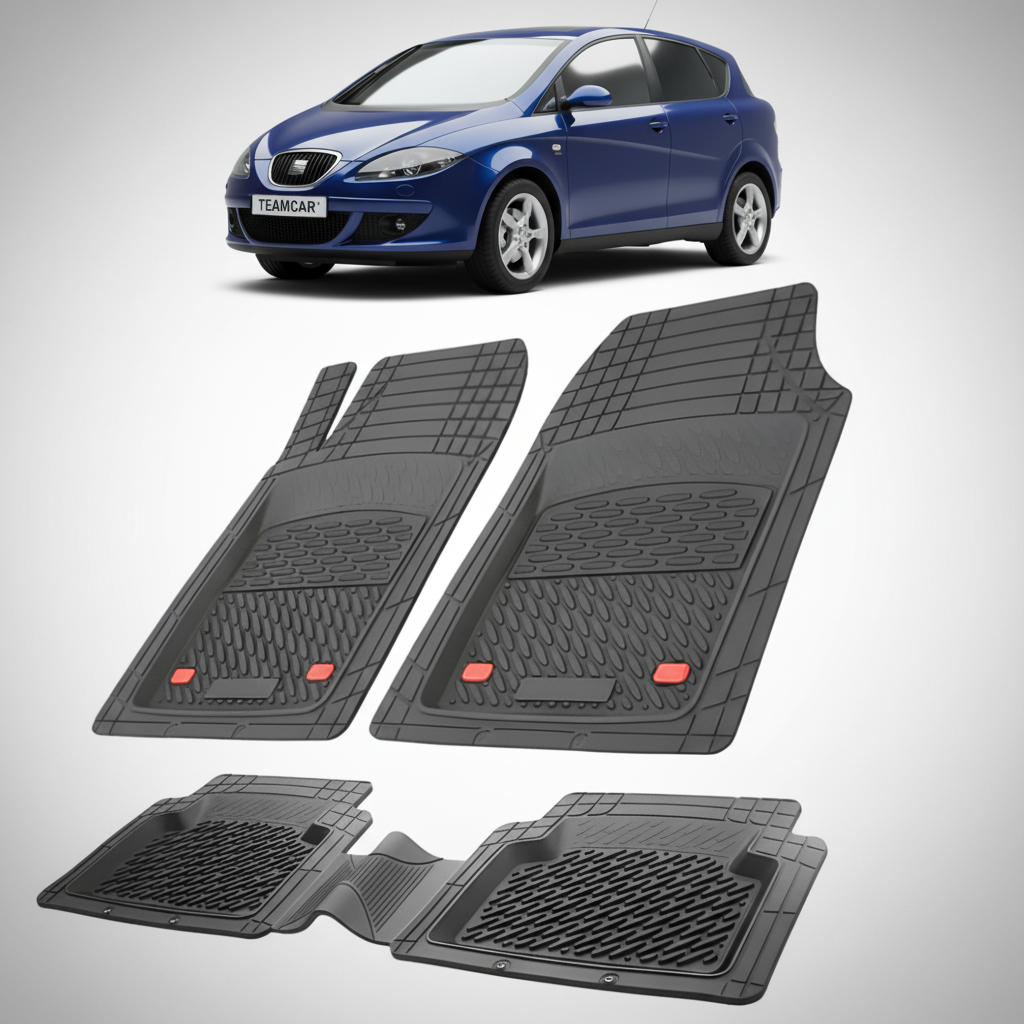 set de covorase din cauciuc negre cu un seat toledo iii sedan gen 3 albastru in fundal