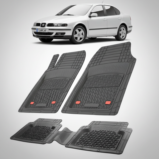 set de covorase din cauciuc negre cu un seat toledo sedan facelift argintiu in fundal
