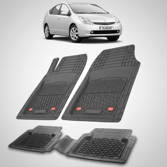 set de covorase din cauciuc negre cu o toyota prius xw20 hatchback gri in fundal
