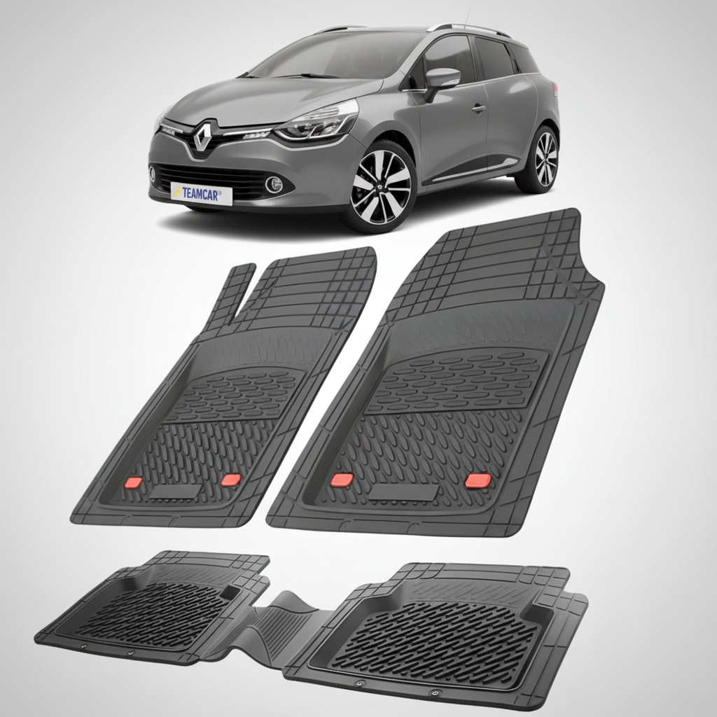 set de covorase din cauciuc negre cu o renault clio iv estate/grandtour gri in fundal