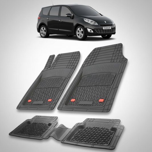 set de covorase din cauciuc negre cu un renault scenic iii mpv(long) negru in fundal