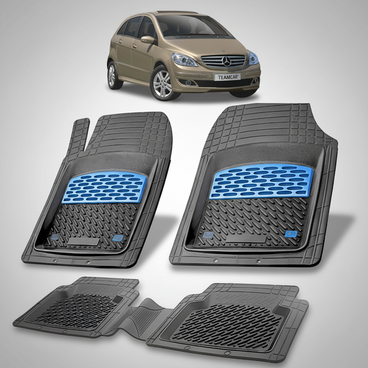 Set of car floor mats with a Mercedes-Benz car in the background