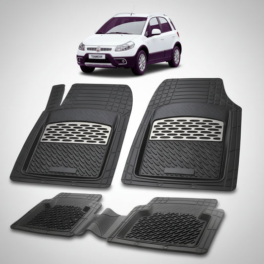 set de covorase din cauciuc negre cu accente gri cu un fiat sedici suv facelift alb in fundal