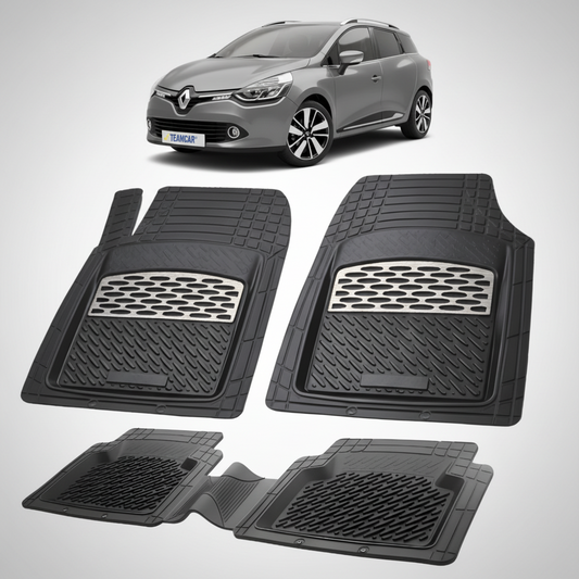 set de covorase din cauciuc negre cu accente gri cu o renault clio iv estate/grandtour gri in fundal