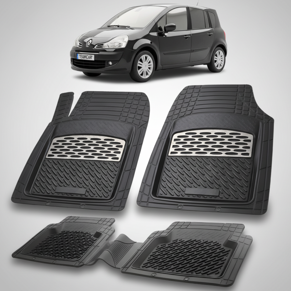 set de covorase din cauciuc negre cu accente gri cu o renault grand modus mpv mic negru in fundal