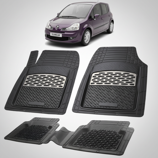 set de covorase din cauciuc negre cu accente gri cu o renault modus 2 mpv mic violet in fundal