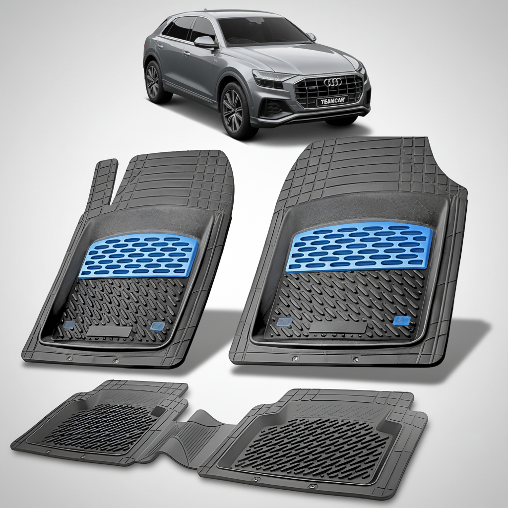 Set of car floor mats with Audi logo in the corner