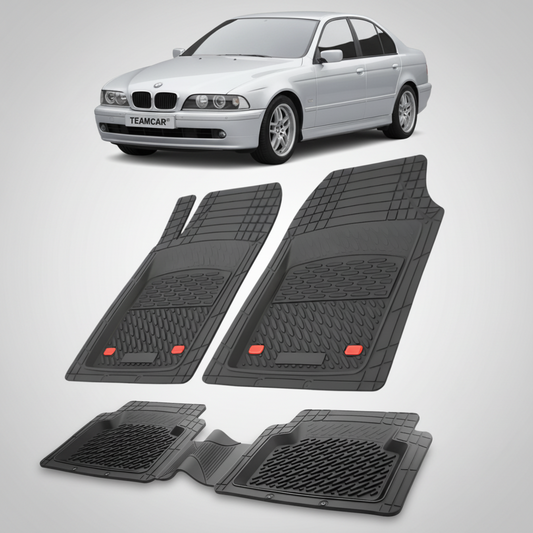 Covorase Auto TEAMCAR® Tip Tavita pentru BMW Seria 5 E39 1995-2003, Compatibile Universal, Negru, Set Complet Față-Spate