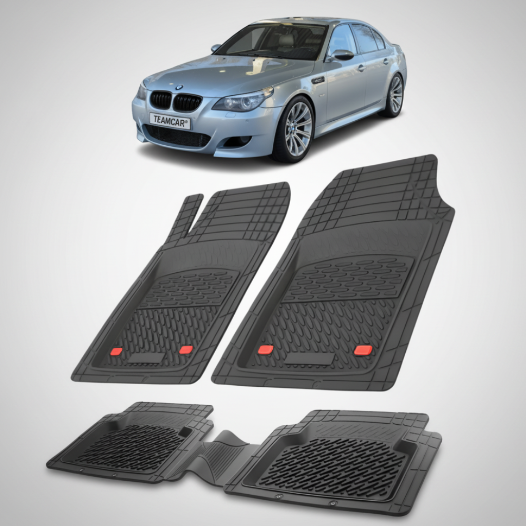 Covorase Auto TEAMCAR® Tip Tăvită pentru BMW Seria 5 E60 2003-2010, Compatibile Universal, Negru, Set Complet Față-Spate