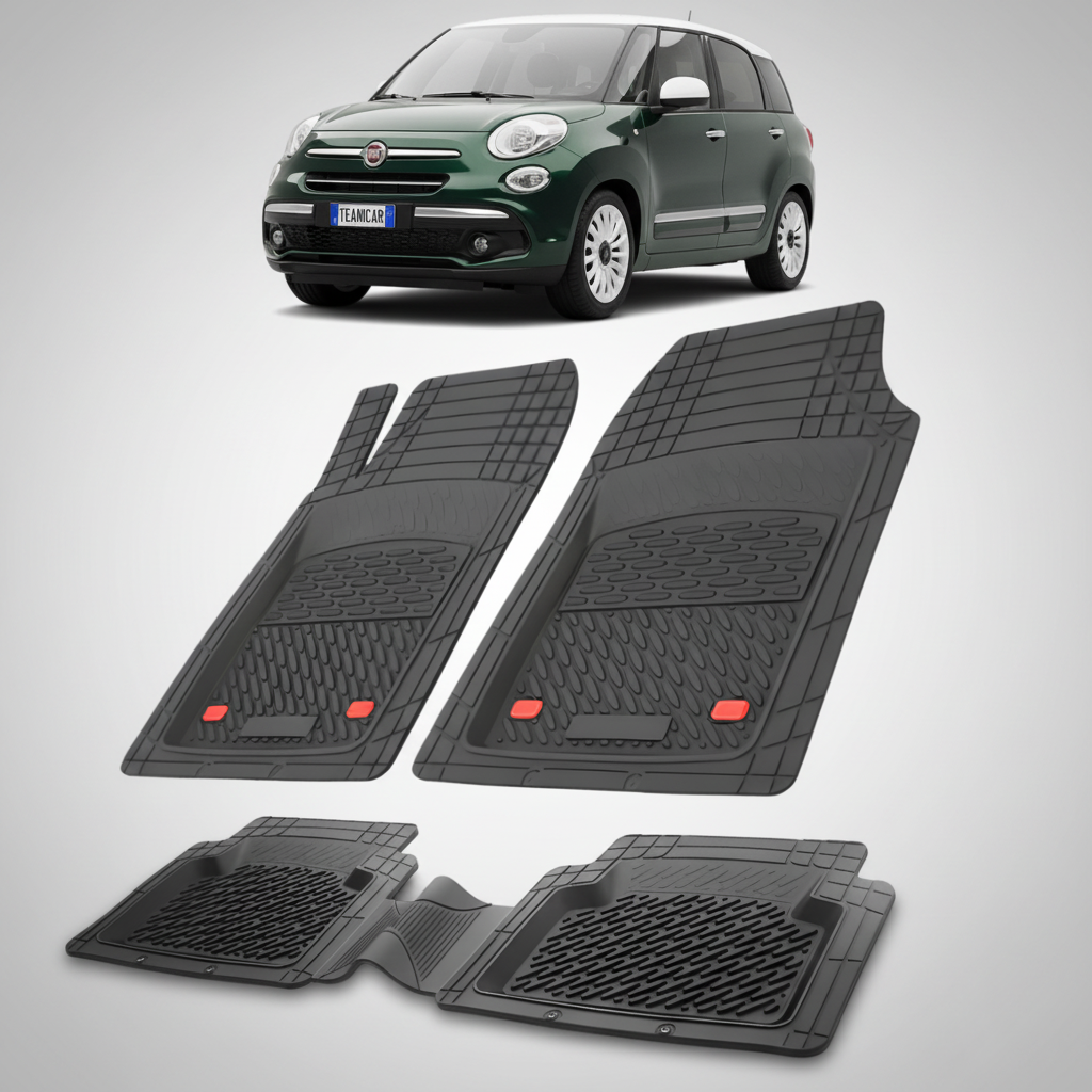 Covorase auto pentru Covorase Fiat 500L Wagon Facelift Compatibile 2017-2021 | Red - cauciuc antiderapant, usor de curatat