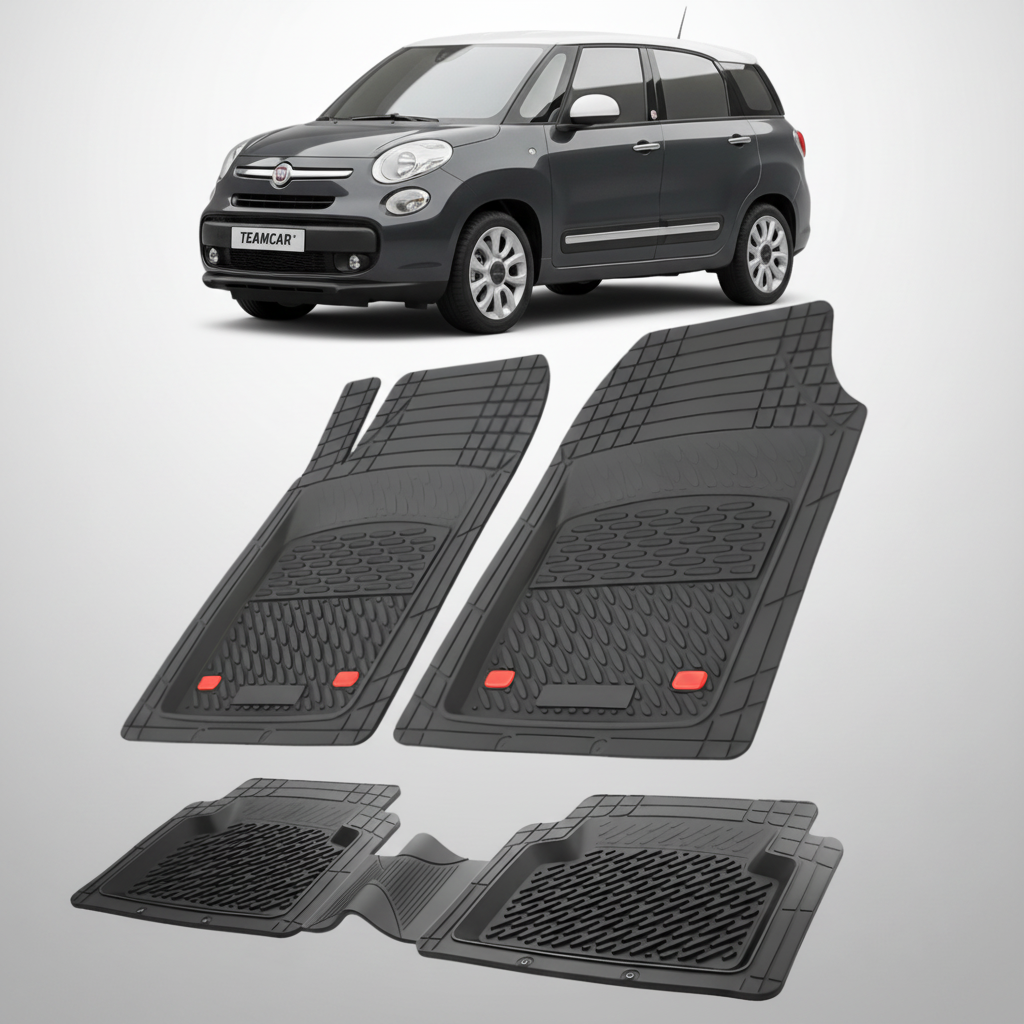 Covorase auto tip tavita dedicate pentru Fiat 500L Living Compatibile 2013-2017 | cauciuc antiderapant, usor de curatat