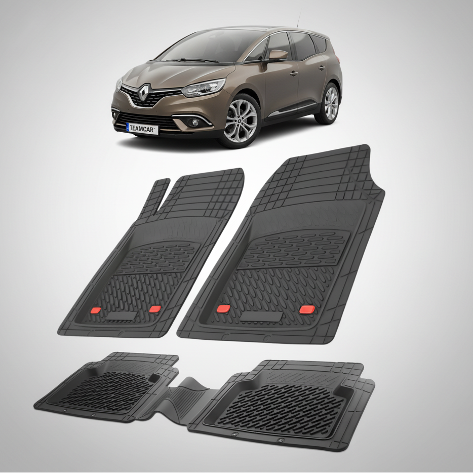 Covorase Auto TeamCar® Tip Tavita Compatibile Renault Grand Scenic IV (2016-2024) Negru Material Rezistent