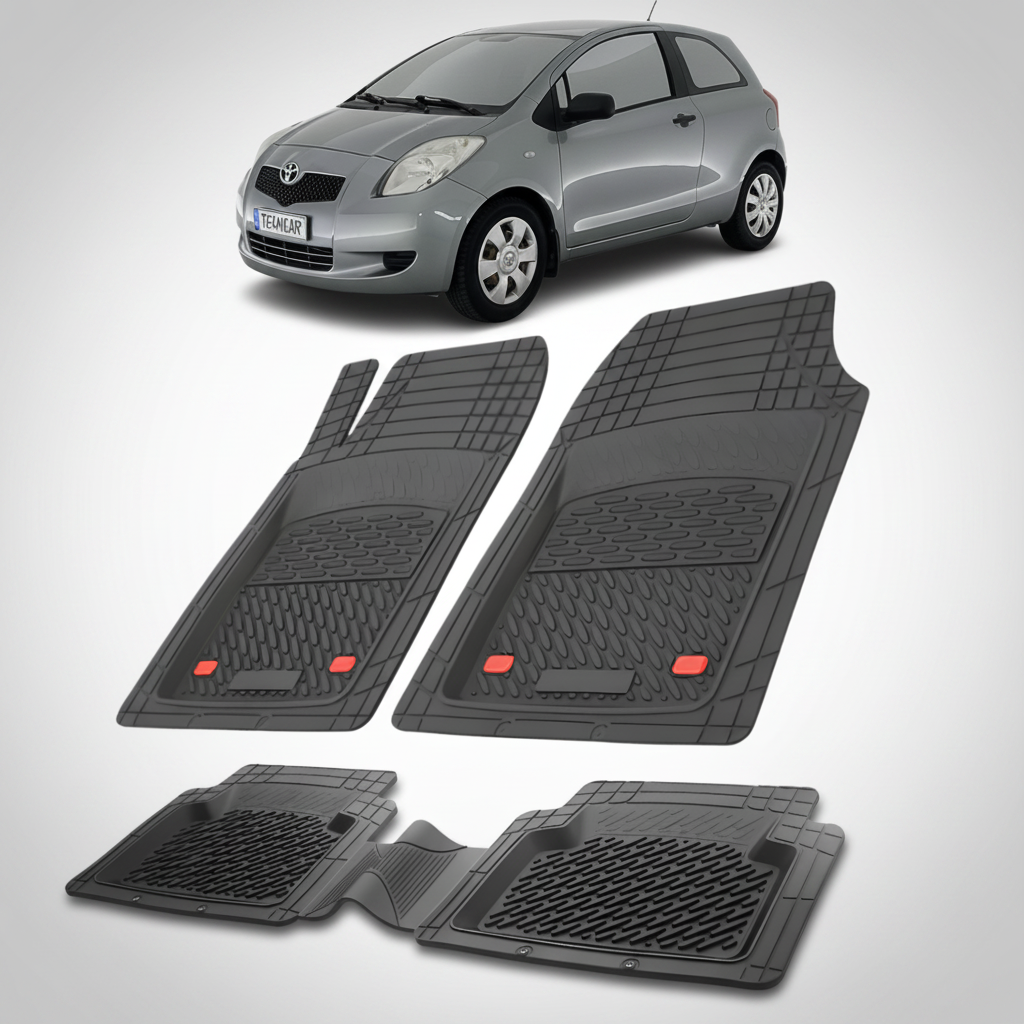 Covorase Auto TeamCar® Tip Tavita Compatibile Toyota Yaris P1 (1999-2005) Negru Material Rezistent