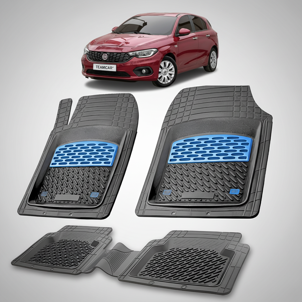 Covorase auto tip tavita dedicate pentru Fiat Tipo Egea Hatchback 2016-2020 | Red - cauciuc antiderapant, usor de curatat