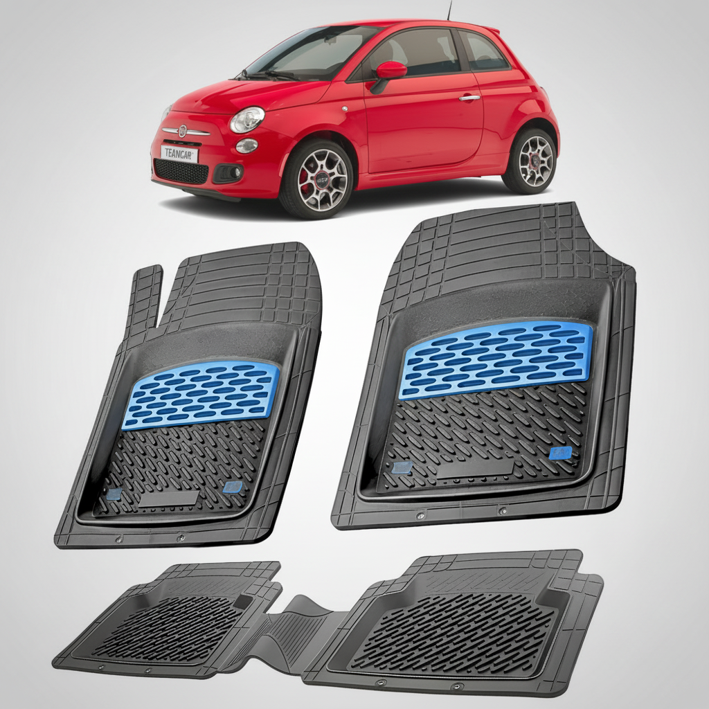 Covorase auto tip tavita dedicate pentru Fiat 500 Hatchback 2007-2015 | cauciuc antiderapant, usor de curatat