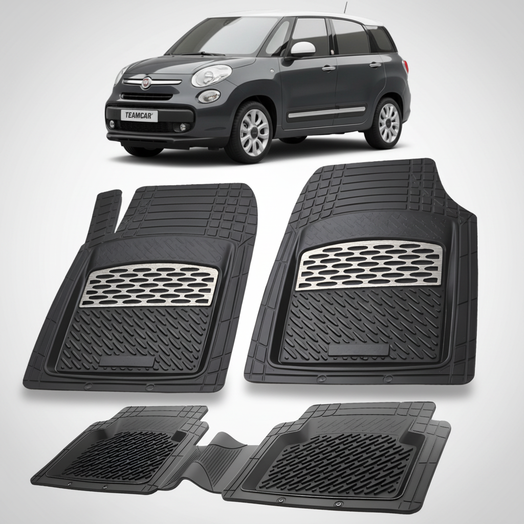 Covorase auto tip tavita dedicate pentru Fiat 500L Living Compatibile 2013-2017 | cauciuc antiderapant, usor de curatat