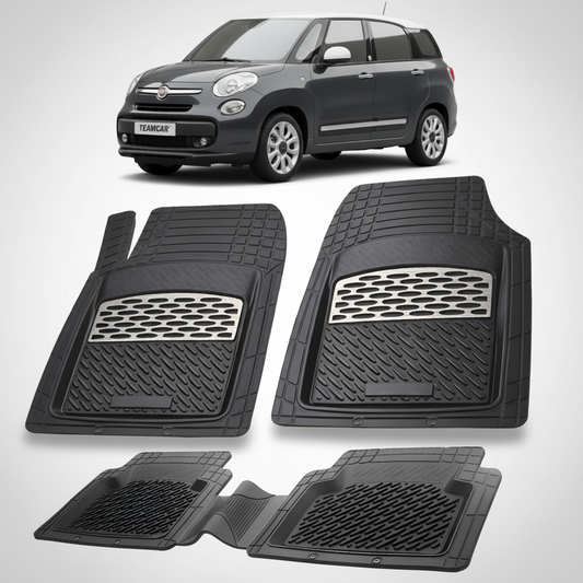 Covorase auto tip tavita dedicate pentru Fiat 500L Living Compatibile 2013-2017 | cauciuc antiderapant, usor de curatat