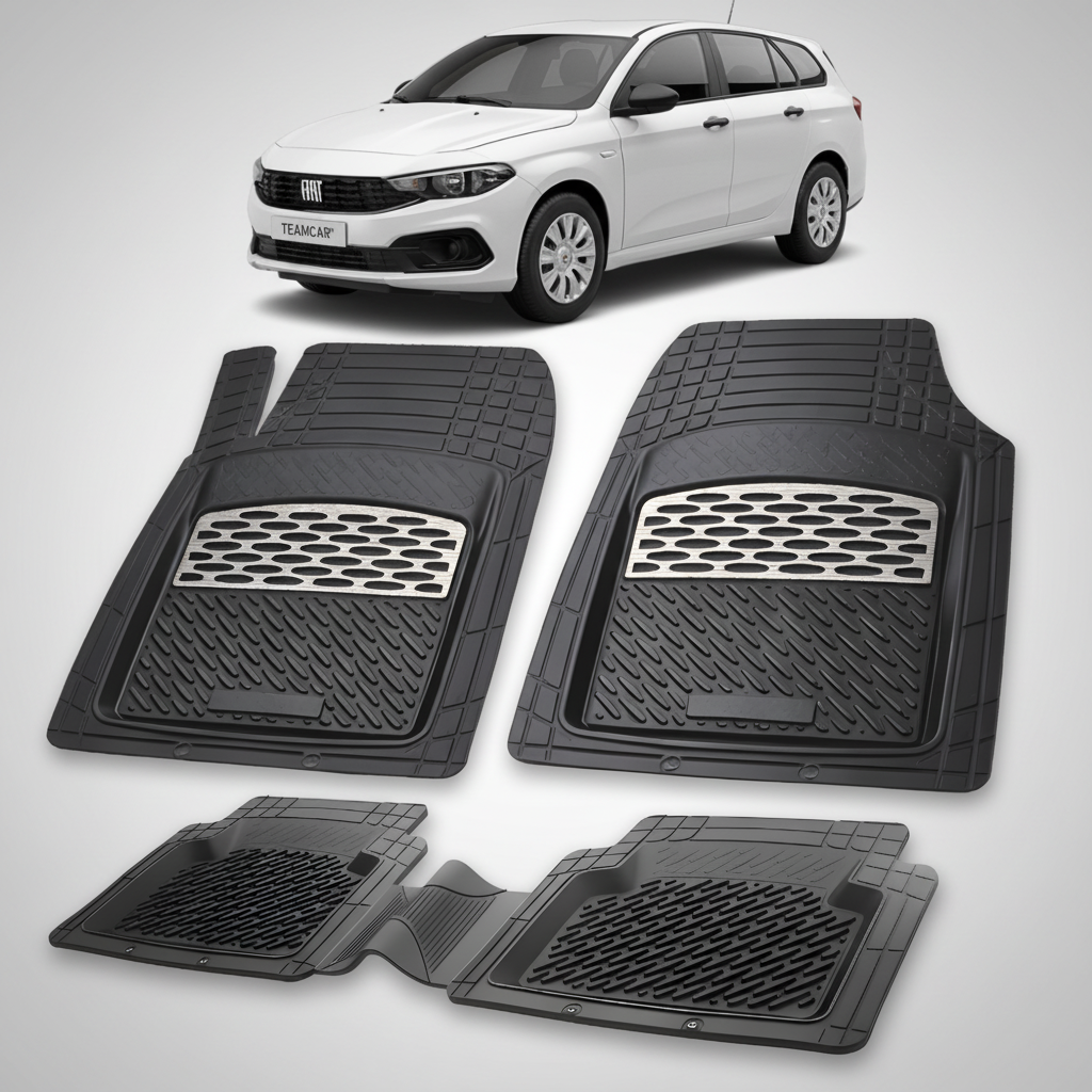 Covorase auto tip tavita dedicate pentru Covorase Fiat Tipo Compatibile Egea Station Wagon Facelift 2020-2026 | Red - cauciuc antiderapant, usor de curatat