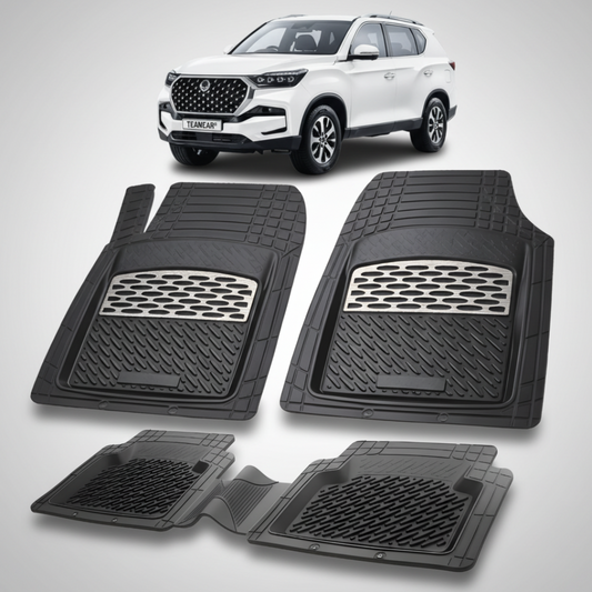 set covorase cauciuc negre cu accente argintii pentru kgm rexton.