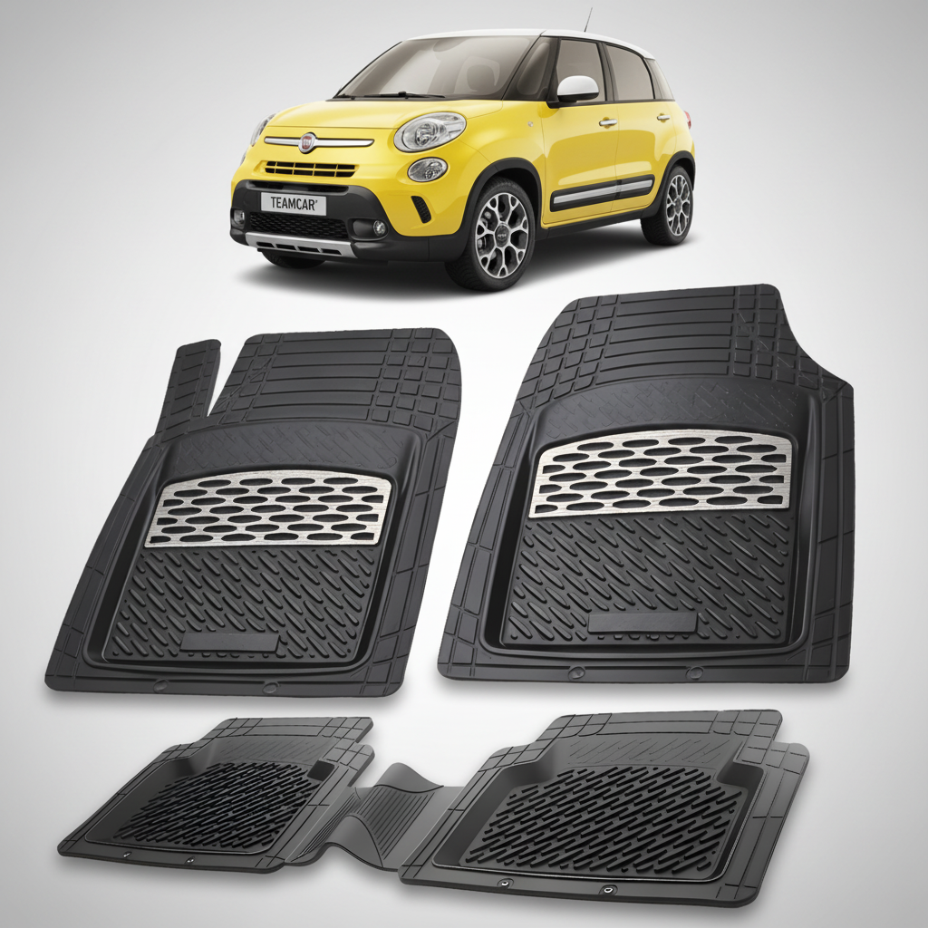 Covorase auto tip tavita dedicate pentru Fiat 500L Trekking Compatibile 2013-2017 | cauciuc antiderapant, usor de curatat