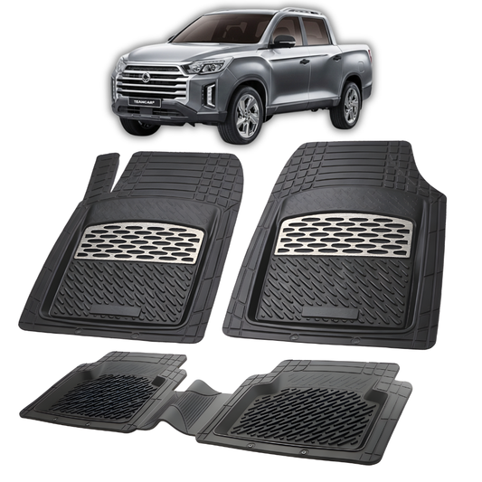 SsangYong Musso Grand Fußmatten (kompatibel mit Modellen von 2018 bis 2023) | Silber