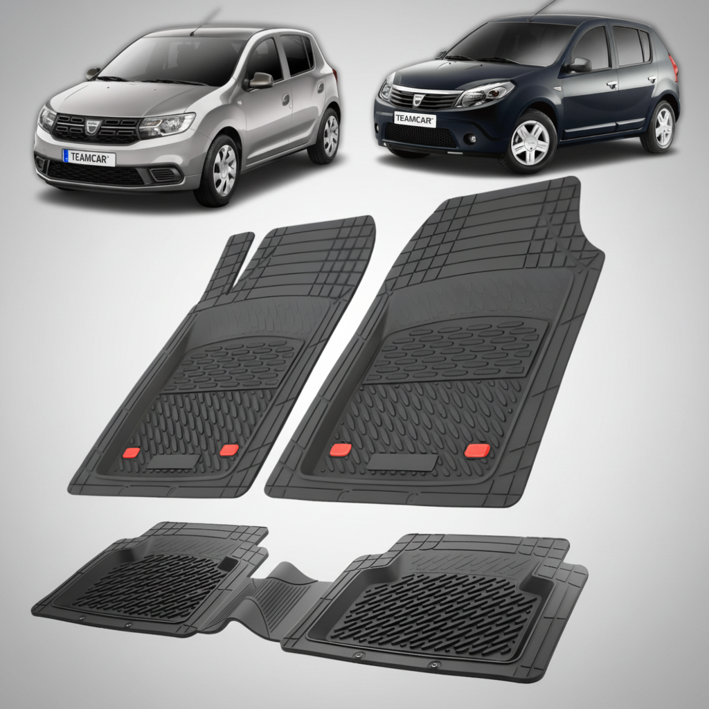 Set de covorase negre din cauciuc pentru dacia sandero 1 și dacia sandero 2. 