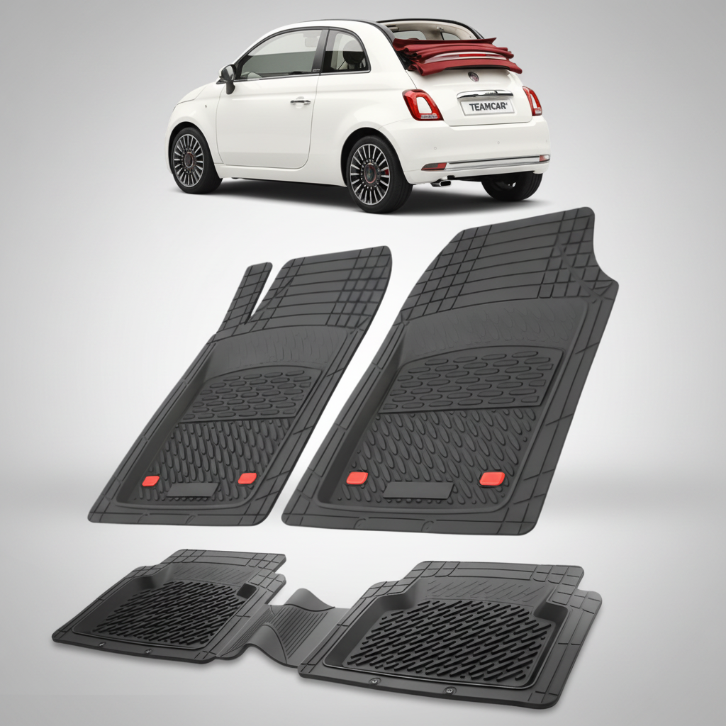 Covorase auto pentru Fiat 500C (Cabrio) Facelift Compatibile 2015-2024 - cauciuc antiderapant, usor de curatat