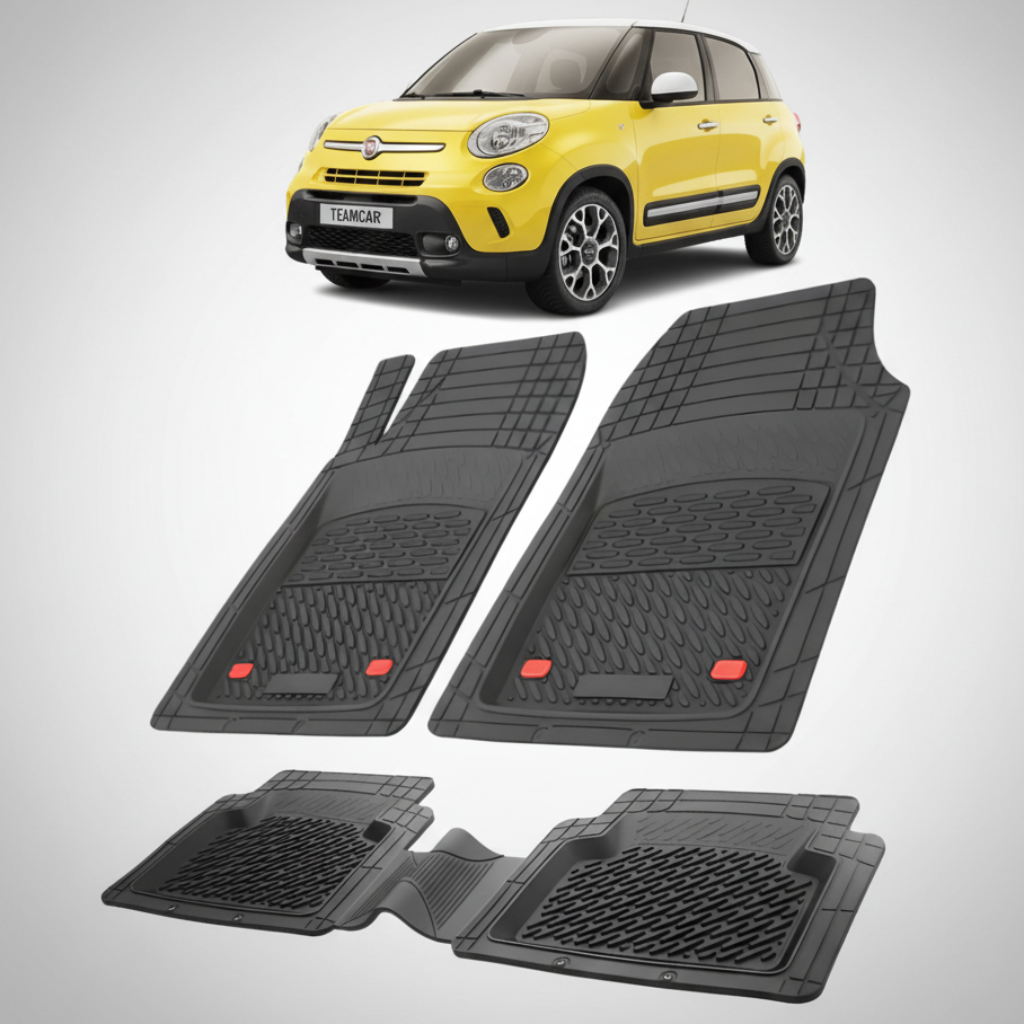 Covorase auto tip tavita pentru Covorase Fiat 500L Trekking Compatibile 2013-2017 | cauciuc antiderapant, usor de curatat