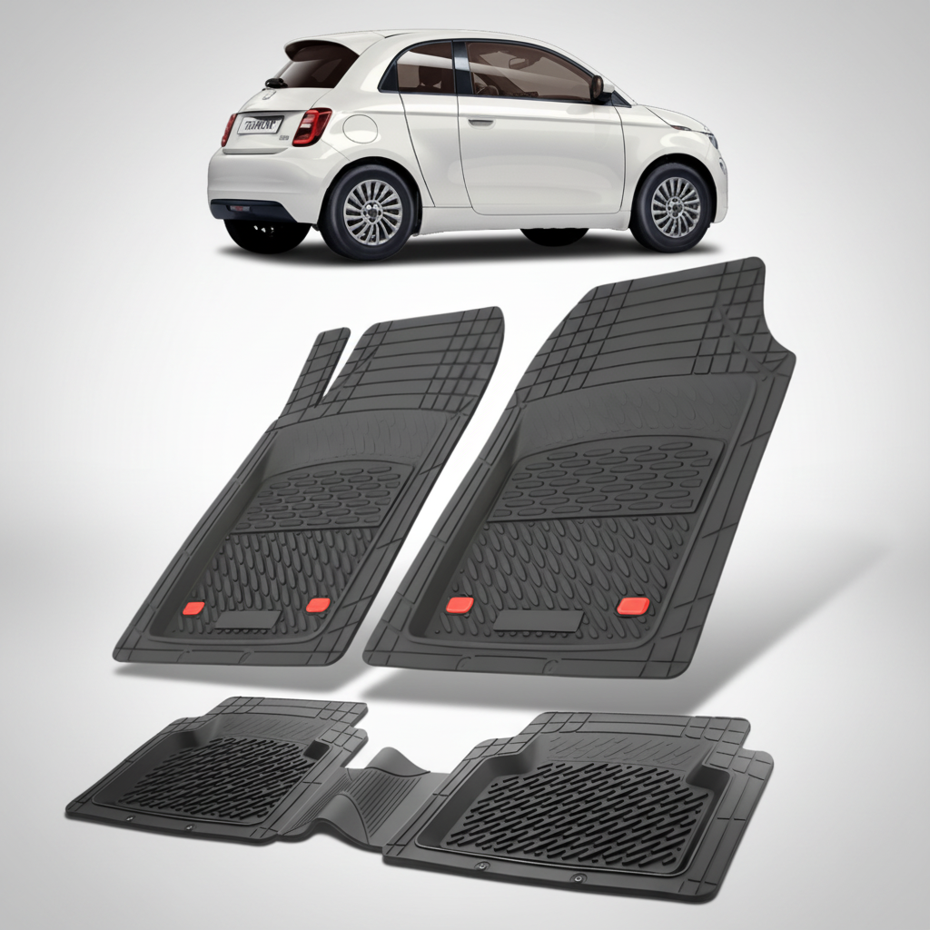 Covorase auto tip tavita dedicate pentru Fiat 500e 3+1 Compatibile 2020+ | cauciuc antiderapant, usor de curatat