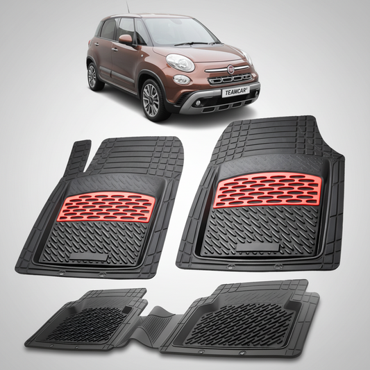 Covorase auto pentru Fiat 500L Cross Facelift Compatibile 2017-2022 | Red - cauciuc antiderapant, usor de curatat